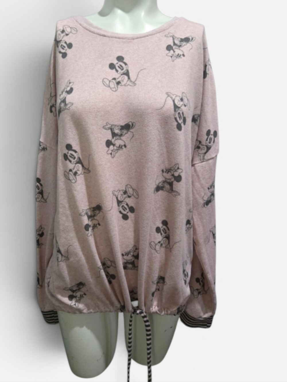 Disney Mickey Minnie Mouse Pink Pullover Tunic Sweatshirt L